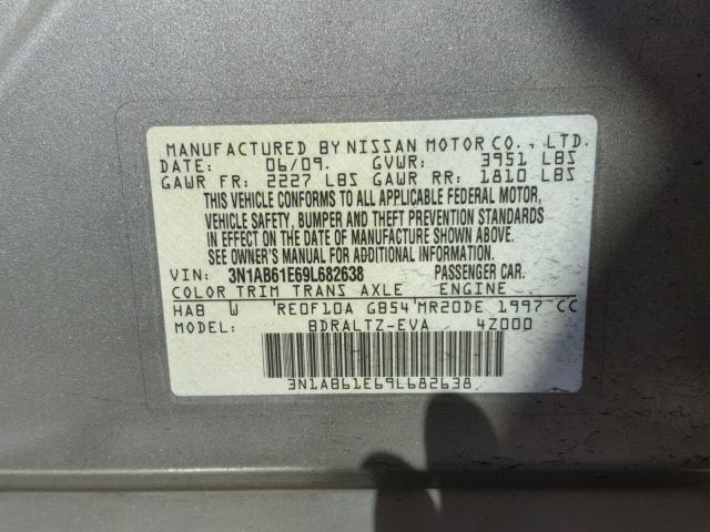 3N1AB61E69L682638 - 2009 NISSAN SENTRA GOLD photo 10