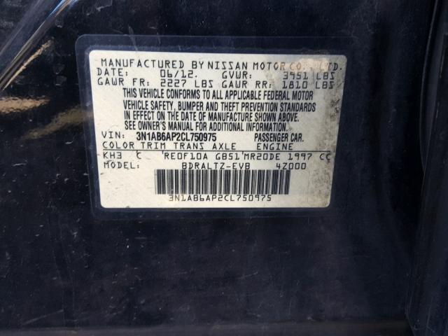 3N1AB6AP2CL750975 - 2012 NISSAN SENTRA 2.0 BLACK photo 10