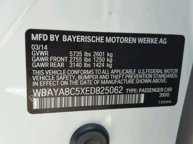 WBAYA8C5XED825062 - 2014 BMW 750 I WHITE photo 10