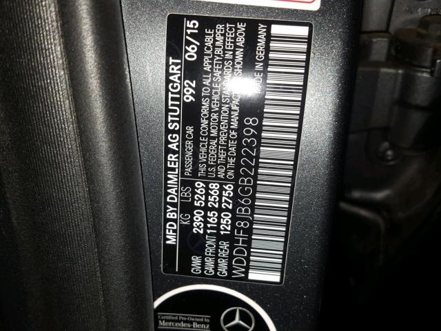 WDDHF8JB6GB222398 - 2016 MERCEDES-BENZ E 350 4MAT CHARCOAL photo 10