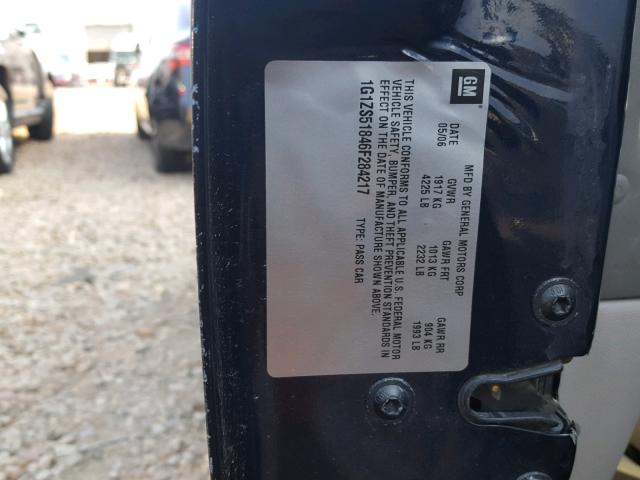 1G1ZS51846F284217 - 2006 CHEVROLET MALIBU LS შავი ფოტო 10