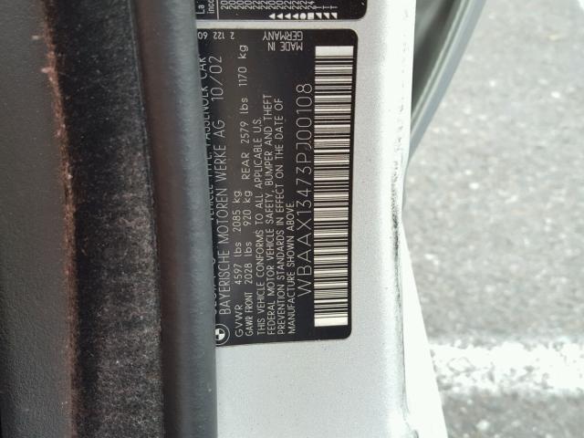 WBAAX13473PJ00108 - 2003 BMW 325 IT SILVER photo 10