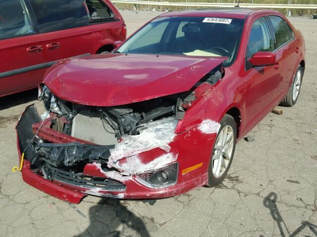 3FAHP0JA8AR172855 - 2010 FORD FUSION SEL RED photo 2