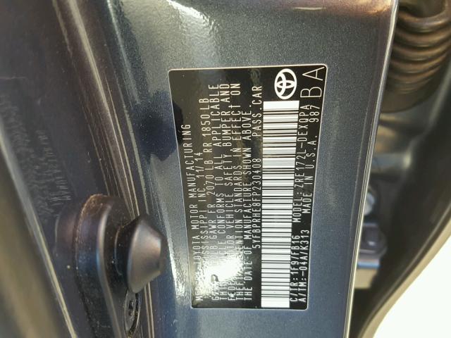 5YFBPRHE8FP230408 - 2015 TOYOTA COROLLA EC 灰色 照片 10