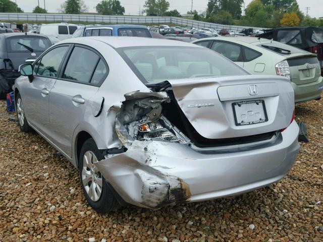 19XFB2F58CE105156 - 2012 HONDA CIVIC LX SILVER photo 3