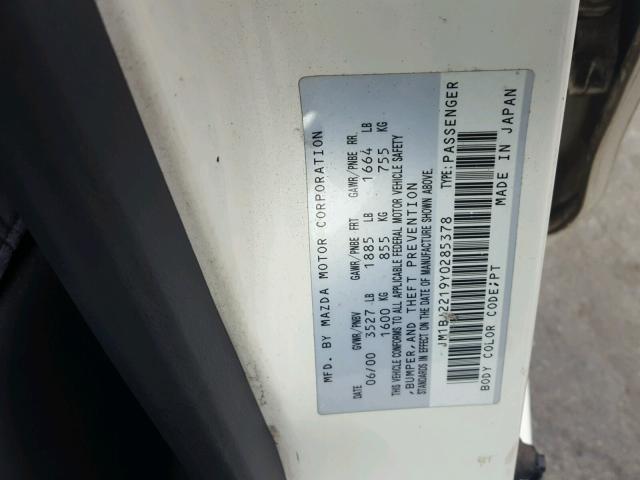 JM1BJ2219Y0285378 - 2000 MAZDA PROTEGE ES 白色 照片 10