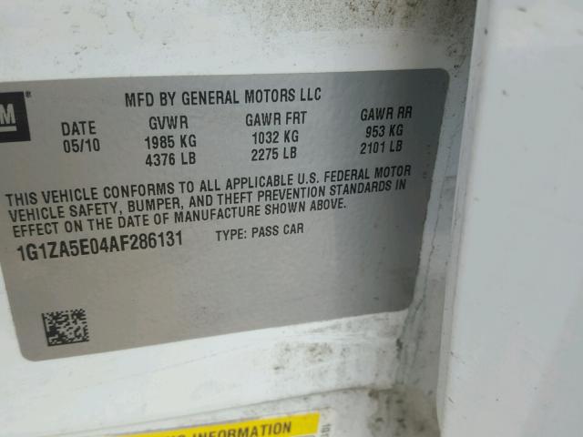 1G1ZA5E04AF286131 - 2010 CHEVROLET MALIBU LS თეთრი ფოტო 10