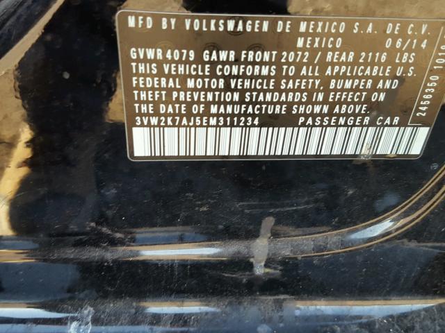 3VW2K7AJ5EM311234 - 2014 VOLKSWAGEN JETTA BASE 黑色 照片 10