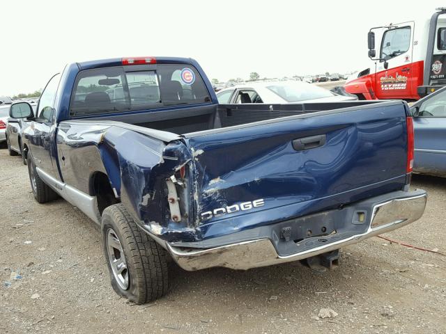 1D7HA16N82J219848 - 2002 DODGE RAM 1500 BLUE photo 3