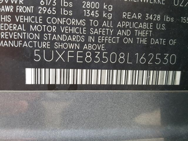 5UXFE83508L162530 - 2008 BMW X5 4.8I GRAY photo 10