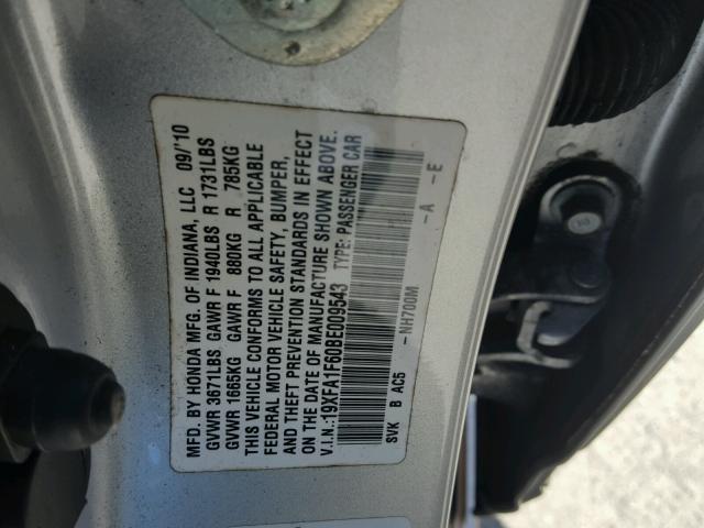 19XFA1F60BE009543 - 2011 HONDA CIVIC LX-S Gümüş foto 10