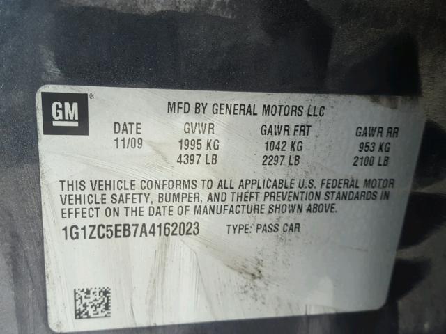 1G1ZC5EB7A4162023 - 2010 CHEVROLET MALIBU 1LT 灰色 照片 10