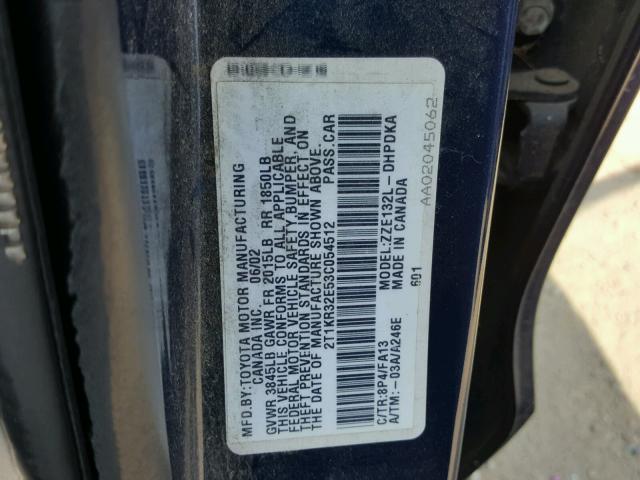 2T1KR32E53C054512 - 2003 TOYOTA MATRIX 蓝色 照片 10