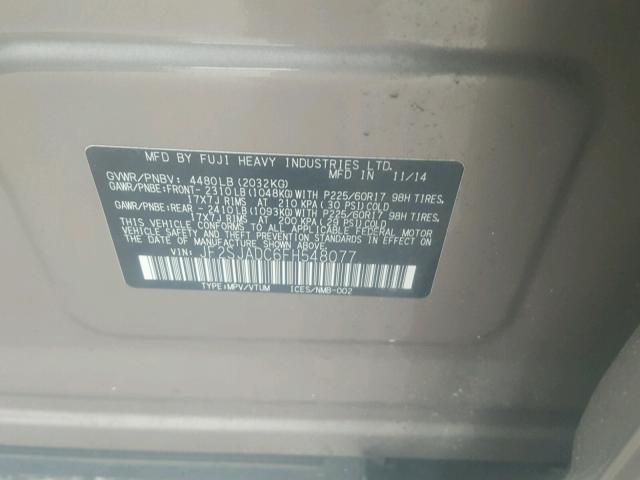 JF2SJADC6FH548077 - 2015 SUBARU FORESTER 2 TAN photo 10