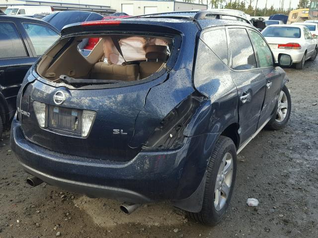 JN8AZ08T54W221139 - 2004 NISSAN MURANO SL BLUE photo 4