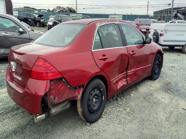 1HGCM665X7A800544 - 2007 HONDA ACCORD EX RED photo 4