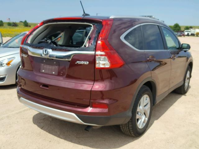 2HKRM4H74FH607440 - 2015 HONDA CR-V EXL RED photo 4