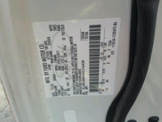 5LMEU88H04ZJ12438 - 2004 LINCOLN AVIATOR 白色 照片 10