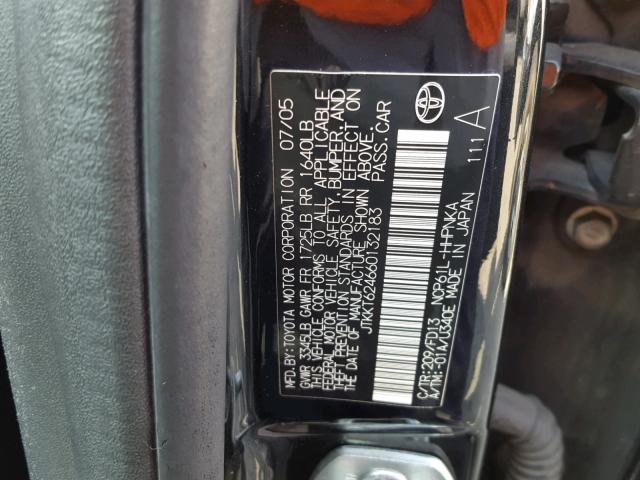 JTKKT624660132183 - 2006 TOYOTA SCION XA BLACK photo 10