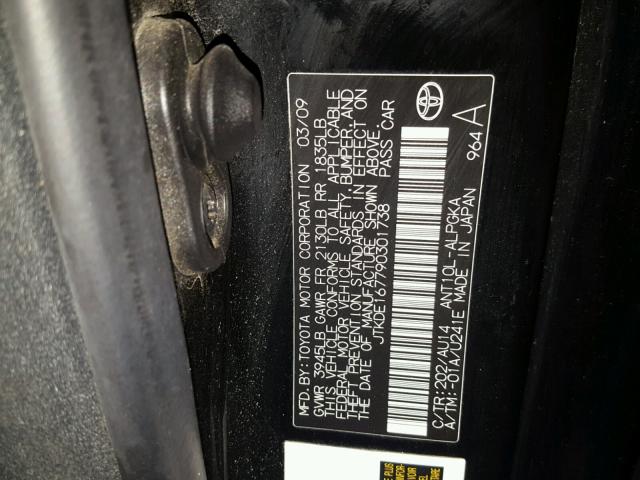 JTKDE167790301738 - 2009 TOYOTA SCION TC 黑色 照片 10