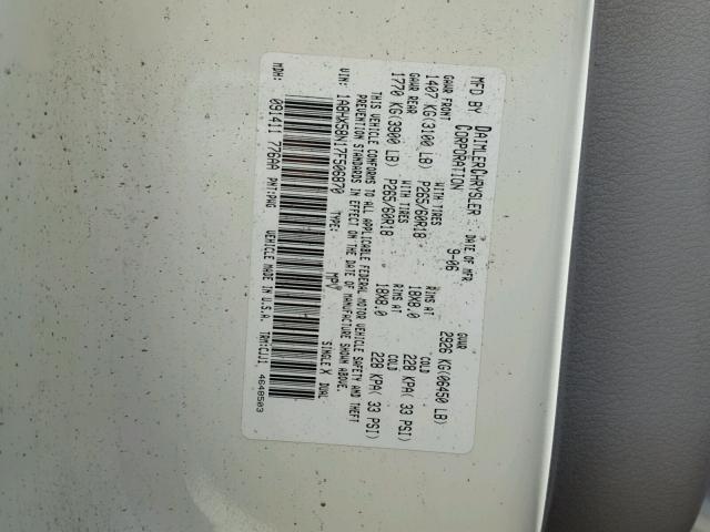 1A8HX58N17F506870 - 2007 CHRYSLER ASPEN LIMI WHITE photo 10