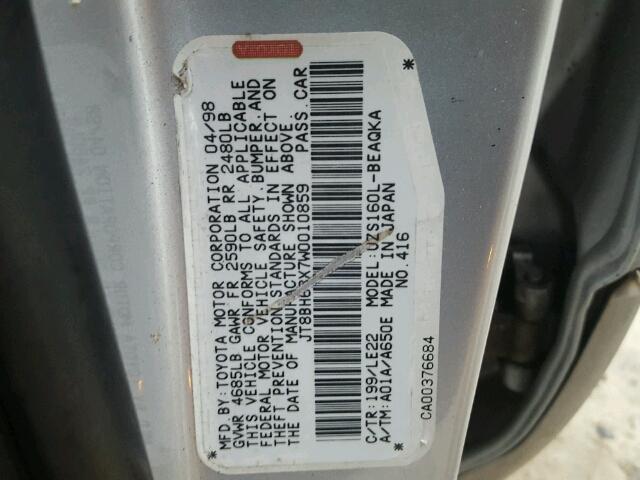 JT8BH68X7W0010859 - 1998 LEXUS GS 银色 照片 10