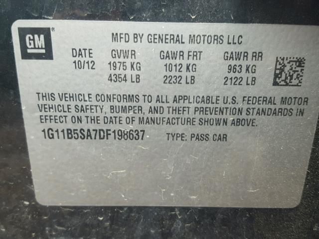 1G11B5SA7DF198637 - 2013 CHEVROLET MALIBU LS BLACK photo 10