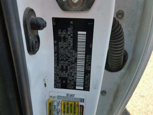 5TFRM5F1XBX029931 - 2011 TOYOTA TUNDRA DOU WHITE photo 10