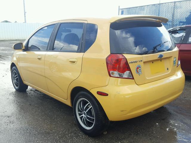 KL1TD62665B367834 - 2005 CHEVROLET AVEO BASE Jaune photo 3