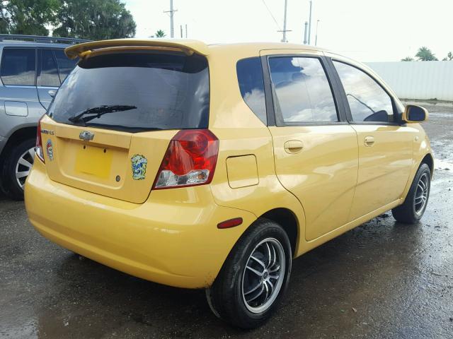KL1TD62665B367834 - 2005 CHEVROLET AVEO BASE Jaune photo 4