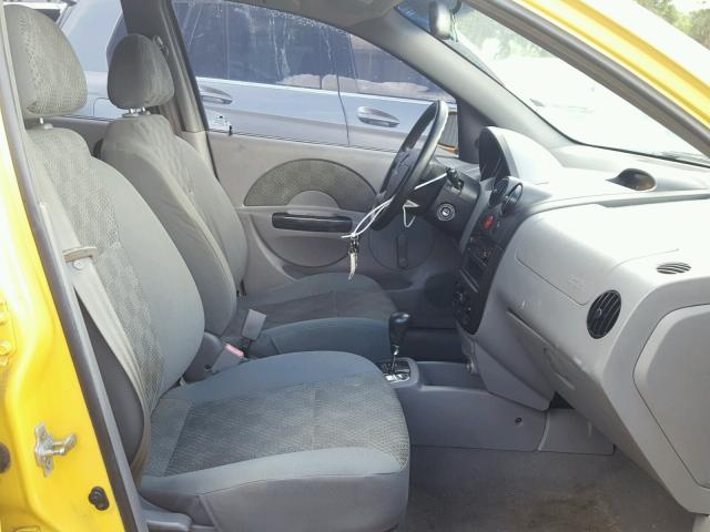 KL1TD62665B367834 - 2005 CHEVROLET AVEO BASE Jaune photo 5
