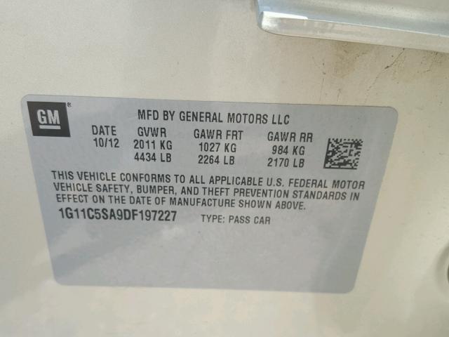 1G11C5SA9DF197227 - 2013 CHEVROLET MALIBU 1LT TAN photo 10