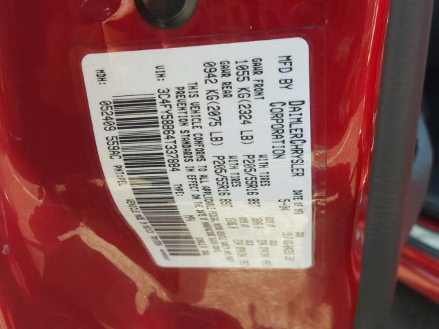 3C4FY58B64T337884 - 2004 CHRYSLER PT CRUISER RED photo 10