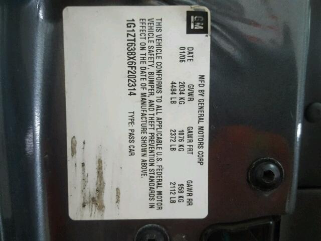 1G1ZT638X6F202314 - 2006 CHEVROLET MALIBU MAX 灰色 照片 10