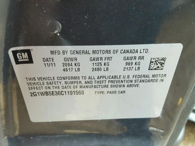 2G1WB5E36C1191560 - 2012 CHEVROLET IMPALA GRAY photo 10