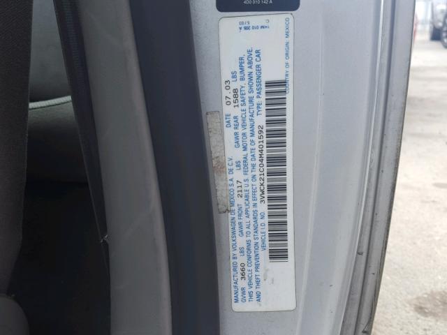 3VWCK21C04M401592 - 2004 VOLKSWAGEN NEW BEETLE 银色 照片 10