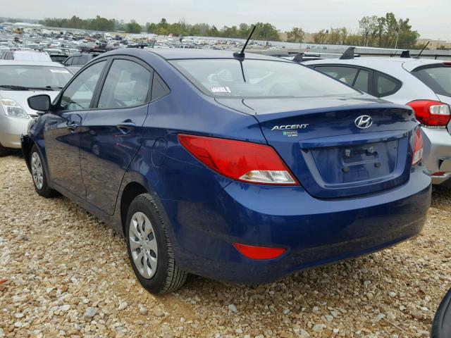 KMHCT4AE4GU981857 - 2016 HYUNDAI ACCENT SE BLUE photo 3