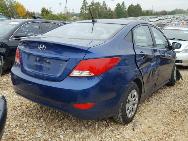 KMHCT4AE4GU981857 - 2016 HYUNDAI ACCENT SE BLUE photo 4