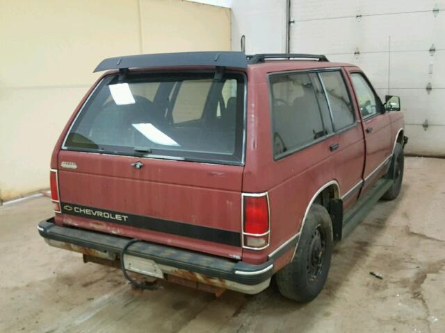 1GNDT13Z6M2189957 - 1991 CHEVROLET BLAZER S10 MAROON photo 4