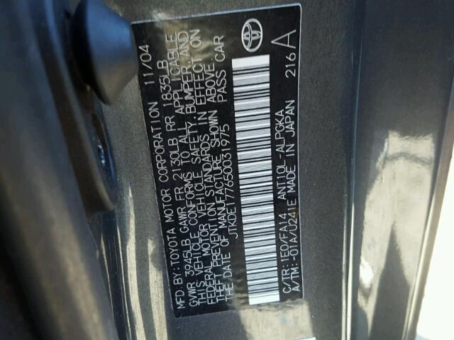 JTKDE177650031975 - 2005 TOYOTA SCION TC 黑色 照片 10