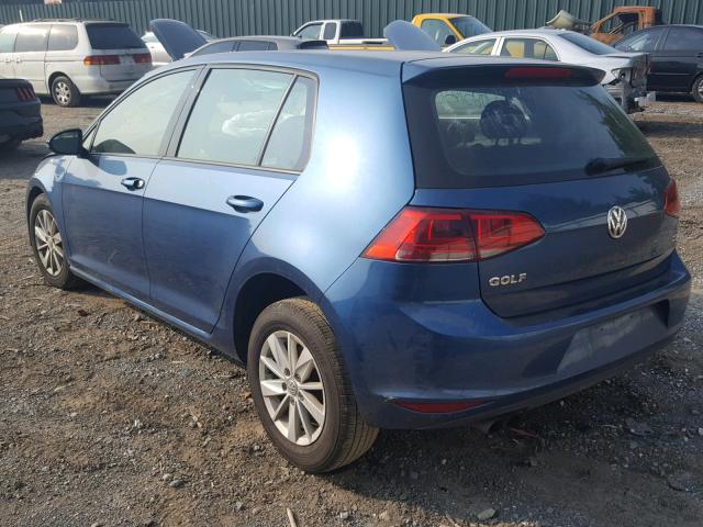 3VW217AU0HM044084 - 2017 VOLKSWAGEN GOLF S BLUE photo 3