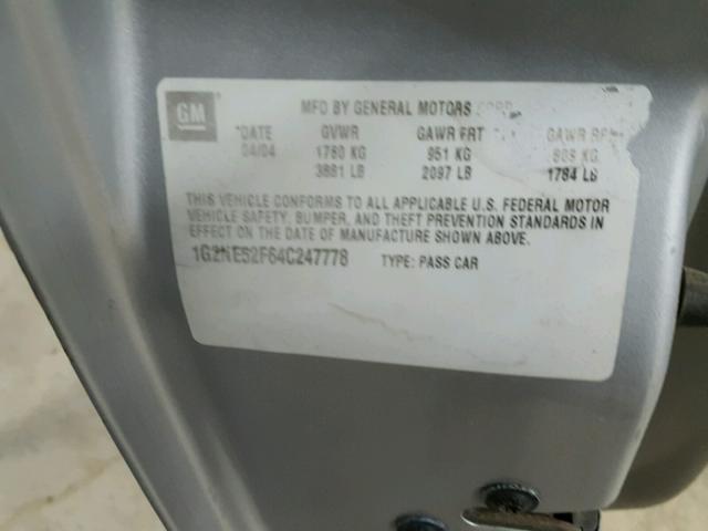 1G2NE52F64C247778 - 2004 PONTIAC GRAND AM S Gümüş foto 10