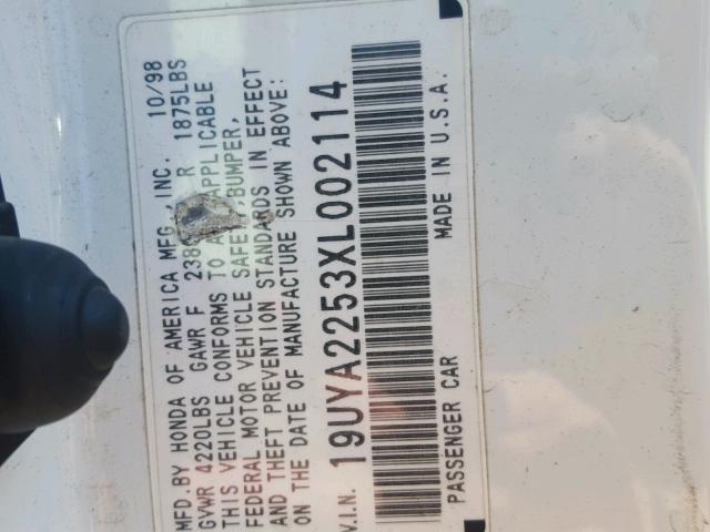 19UYA2253XL002114 - 1999 ACURA 3.0CL Blanco foto 10