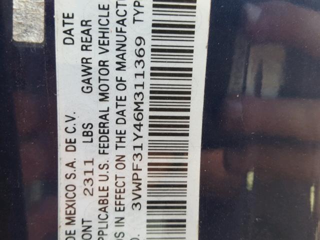 3VWPF31Y46M311369 - 2006 VOLKSWAGEN NEW BEETLE 蓝色 照片 10