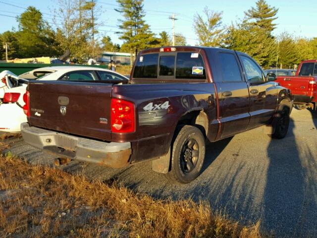 1D7HW28N55S212343 - 2005 DODGE DAKOTA QUA BURGUNDY photo 4