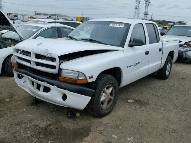 1B7GL2AN7YS752077 - 2000 DODGE DAKOTA WHITE photo 2