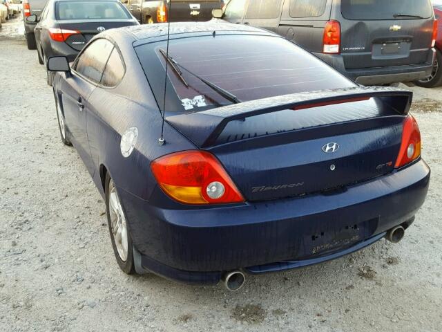 KMHHN65F63U037051 - 2003 HYUNDAI TIBURON GT BLUE photo 3