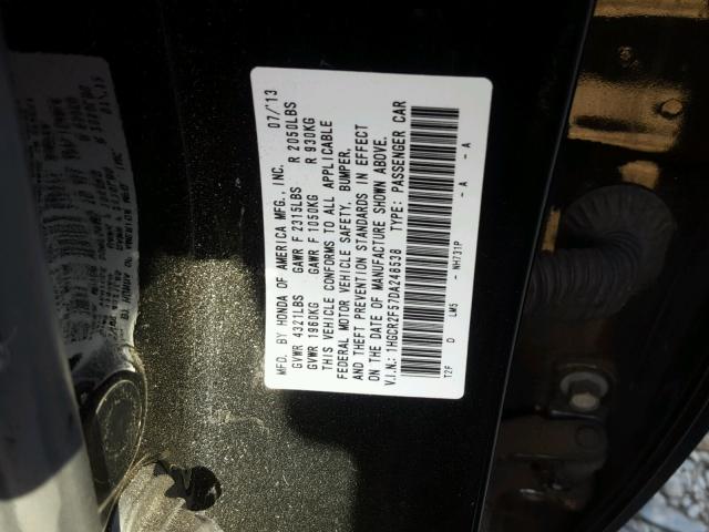 1HGCR2F57DA248538 - 2013 HONDA ACCORD SPO BLACK photo 10