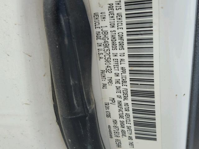 1J8HG48K57C501432 - 2007 JEEP COMMANDER Ağ foto 10