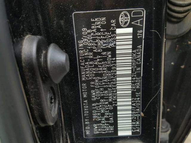 2T1KU4EE6AC269314 - 2010 TOYOTA COROLLA MA BLACK photo 10